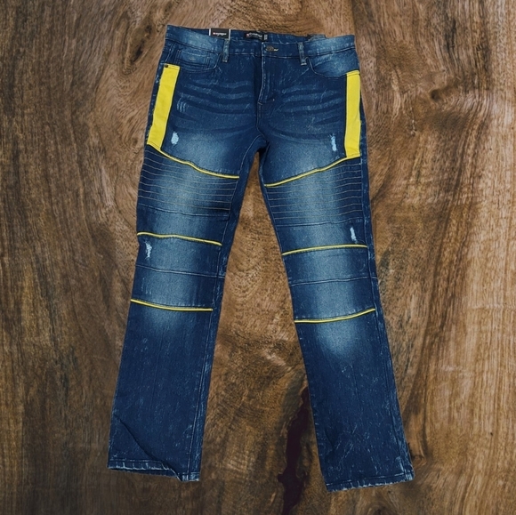 Southpole Skinny Stretch Jeans Mens Size 36X30 Distressed Acid Blue Dark Wash - Picture 1 of 8